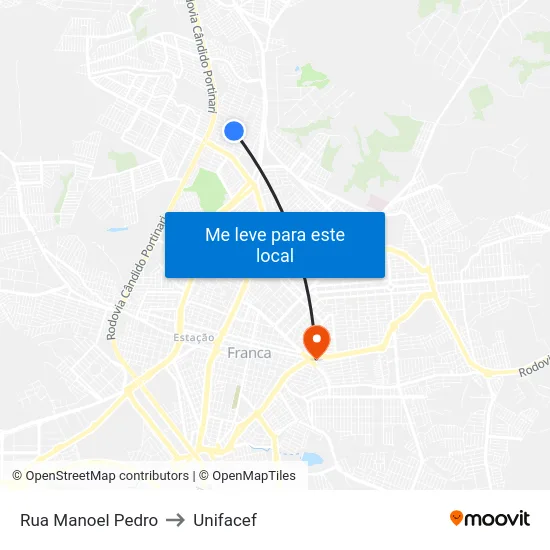 Rua Manoel Pedro to Unifacef map