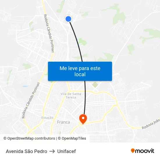 Avenida São Pedro to Unifacef map