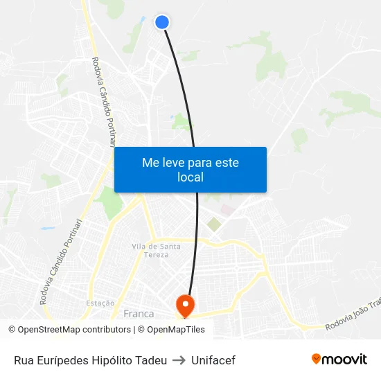 Rua Eurípedes Hipólito Tadeu to Unifacef map