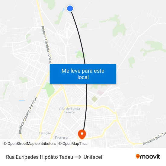 Rua Eurípedes Hipólito Tadeu to Unifacef map