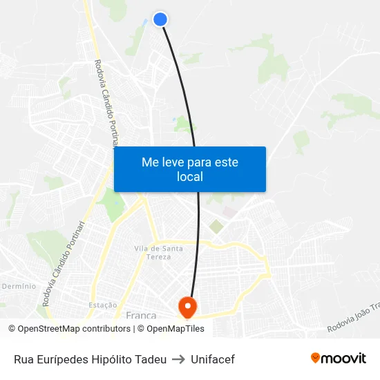Rua Eurípedes Hipólito Tadeu to Unifacef map