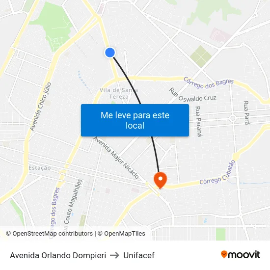 Avenida Orlando Dompieri to Unifacef map