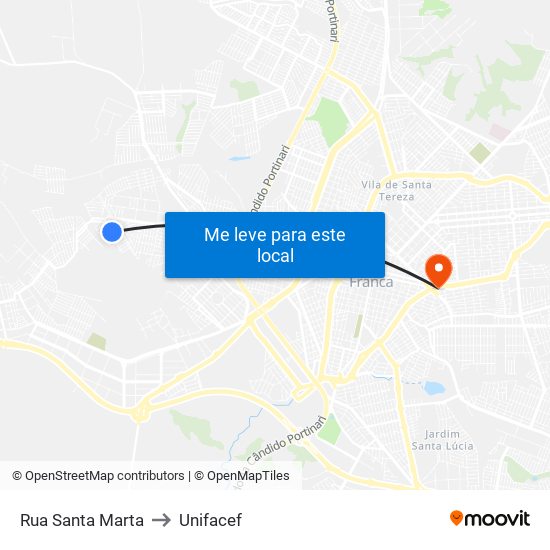 Rua Santa Marta to Unifacef map