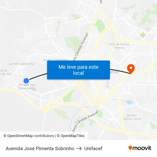 Avenida José Pimenta Sobrinho to Unifacef map