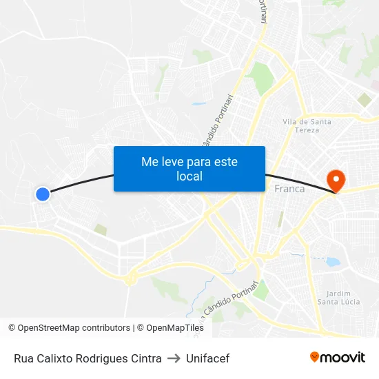 Rua Calixto Rodrigues Cintra to Unifacef map