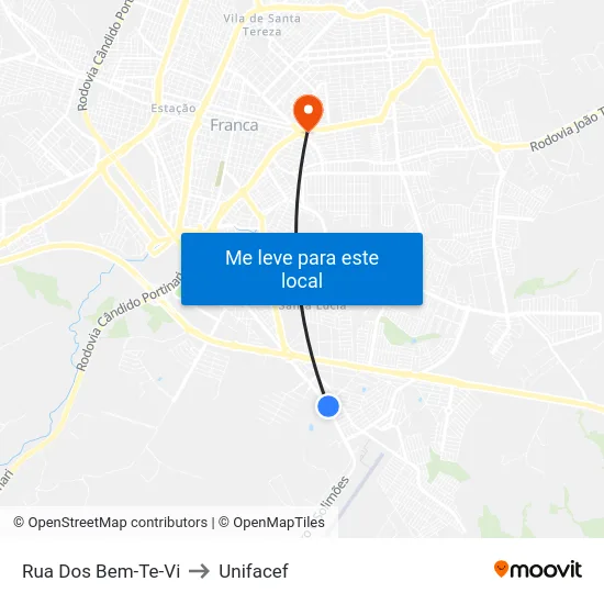 Rua Dos Bem-Te-Vi to Unifacef map