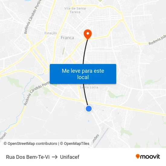 Rua Dos Bem-Te-Vi to Unifacef map