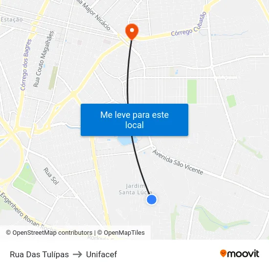 Rua Das Tulípas to Unifacef map