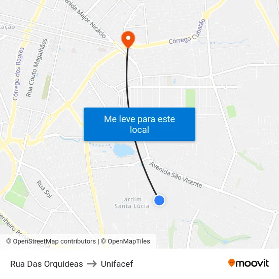 Rua Das Orquídeas to Unifacef map