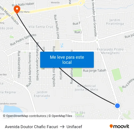 Avenida Doutor Chafic Facuri to Unifacef map
