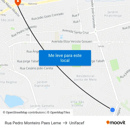 Rua Pedro Monteiro Paes Leme to Unifacef map