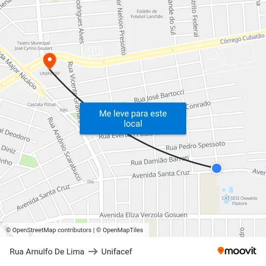 Rua Arnulfo De Lima to Unifacef map