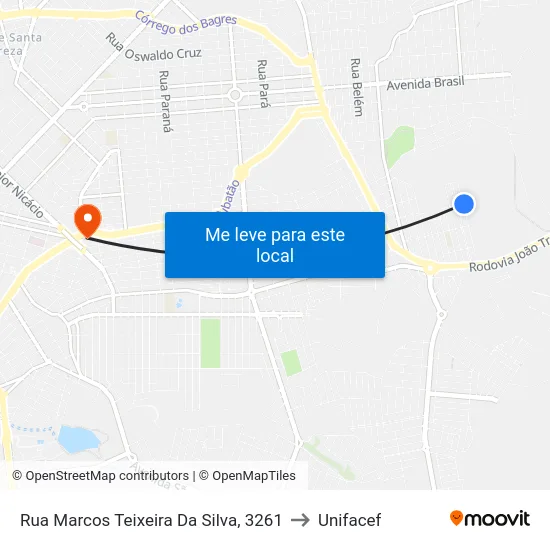 Rua Marcos Teixeira Da Silva, 3261 to Unifacef map