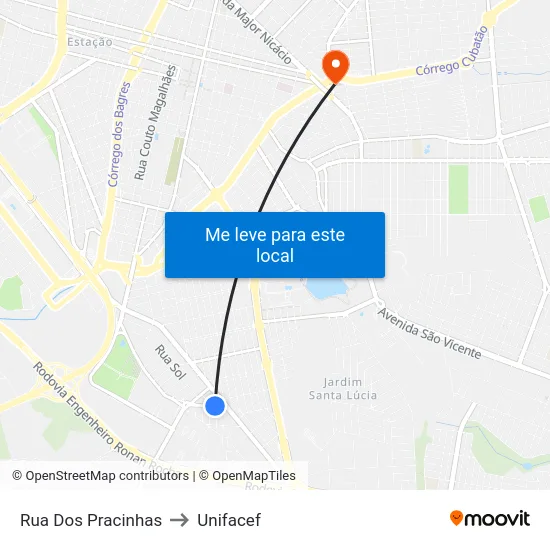Rua Dos Pracinhas to Unifacef map