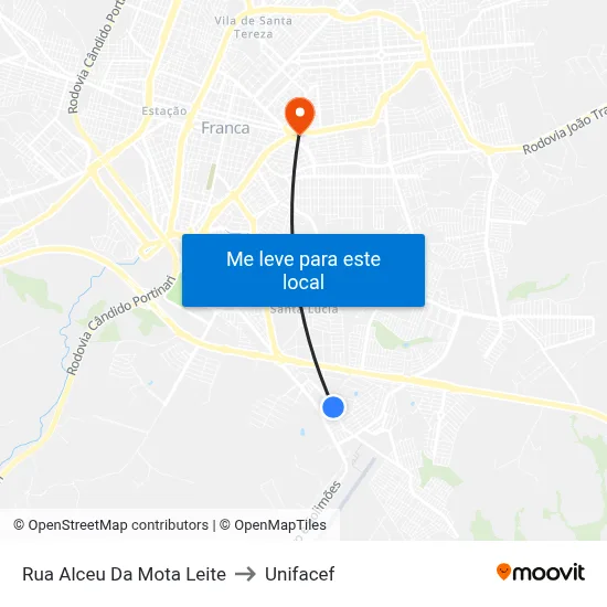 Rua Alceu Da Mota Leite to Unifacef map