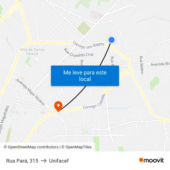 Rua Pará, 315 to Unifacef map