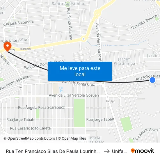 Rua Ten Francisco Silas De Paula Lourinho, 4460 to Unifacef map