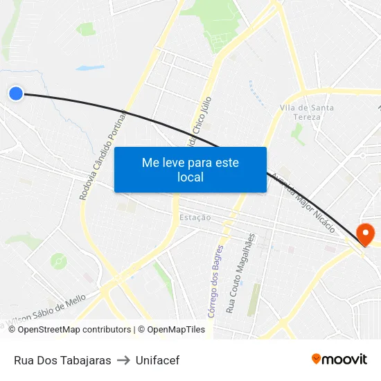 Rua Dos Tabajaras to Unifacef map