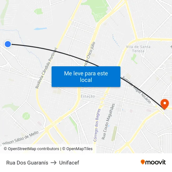 Rua Dos Guaranís to Unifacef map