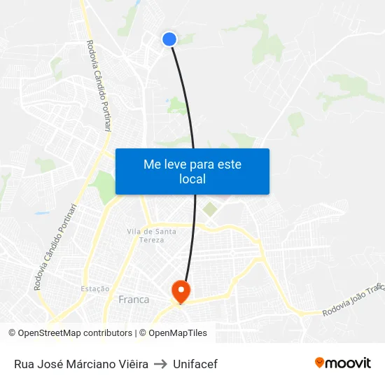 Rua José Márciano Viêira to Unifacef map