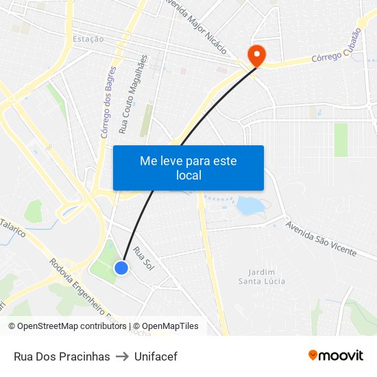 Rua Dos Pracinhas to Unifacef map