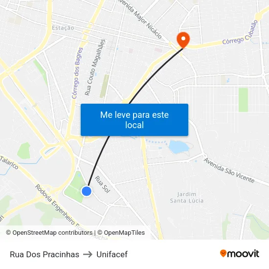 Rua Dos Pracinhas to Unifacef map