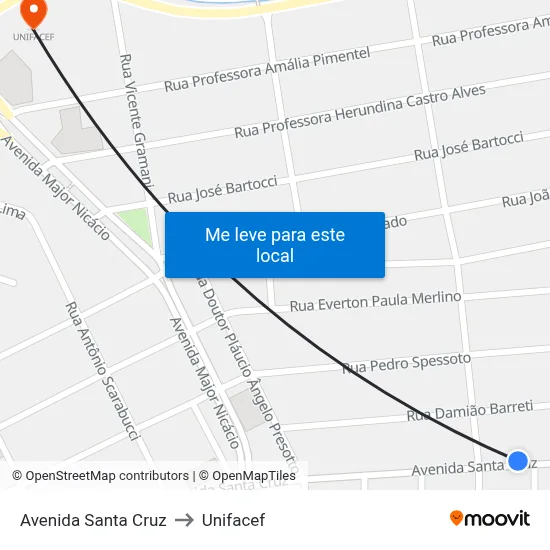 Avenida Santa Cruz to Unifacef map