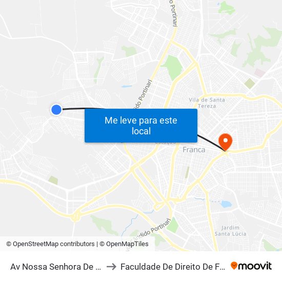 Av Nossa Senhora De Lourdes Sn to Faculdade De Direito De Franca - Facef map