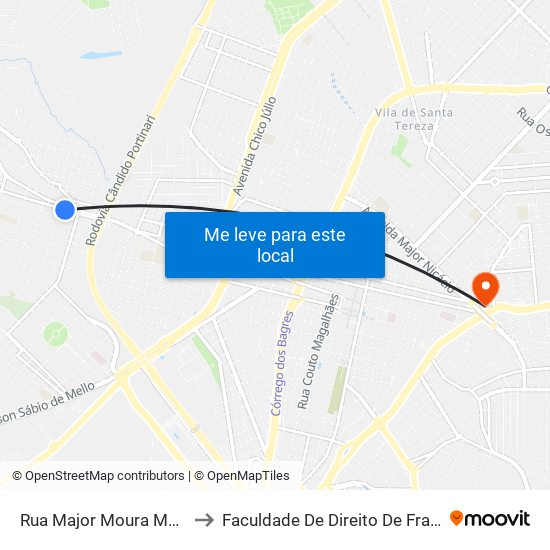 Rua Major Moura Matos, 669 to Faculdade De Direito De Franca - Facef map