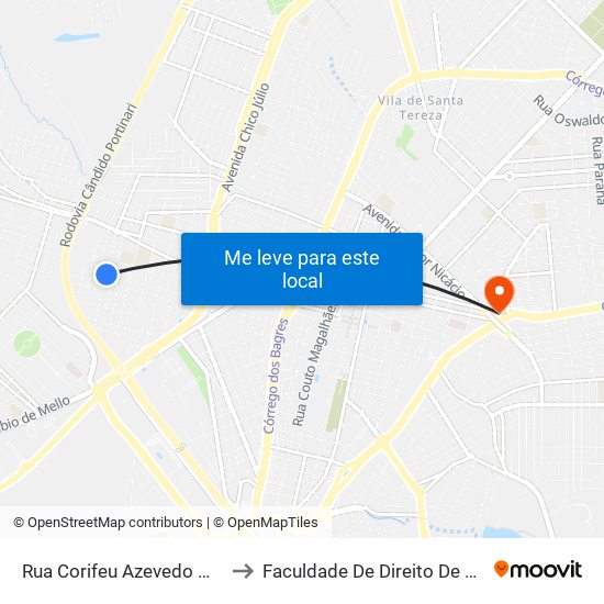 Rua Corifeu Azevedo Marquês, 788 to Faculdade De Direito De Franca - Facef map
