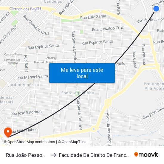 Rua João Pessoa, 640 to Faculdade De Direito De Franca - Facef map