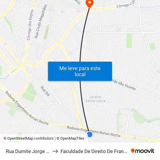 Rua Dumite Jorge Abude, to Faculdade De Direito De Franca - Facef map