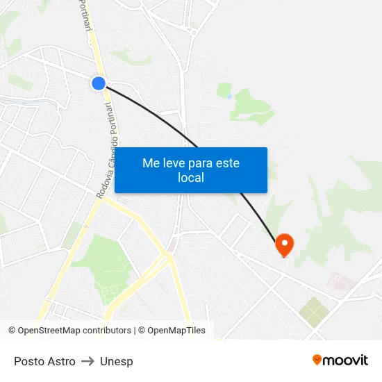 Posto Astro to Unesp map