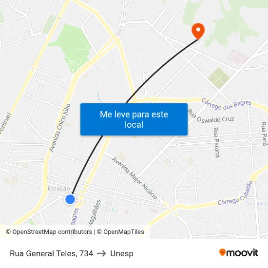 Rua General Teles, 734 to Unesp map