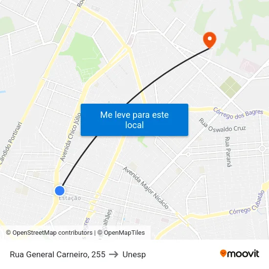 Rua General Carneiro, 255 to Unesp map