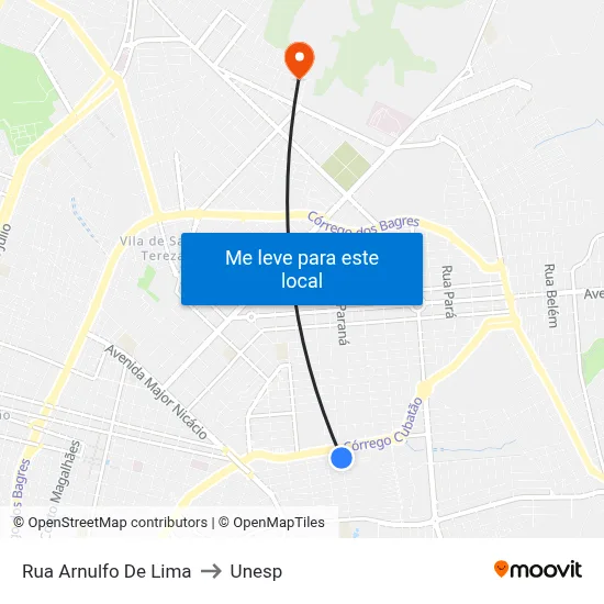 Rua Arnulfo De Lima to Unesp map