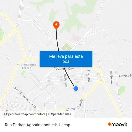 Rua Padres Agostinianos to Unesp map