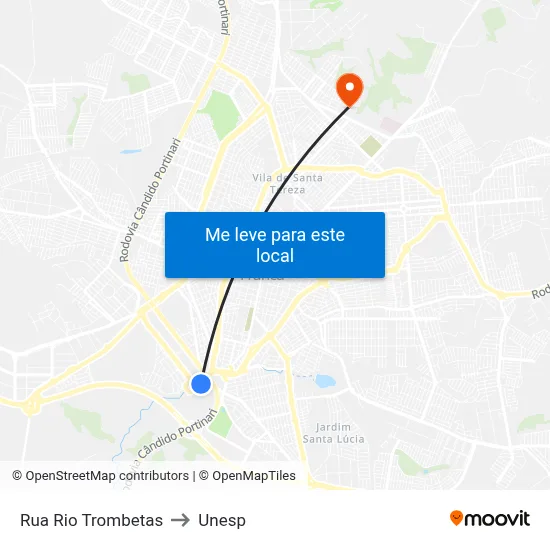 Rua Rio Trombetas to Unesp map