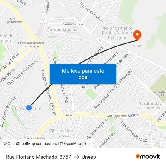 Rua Floriano Machado, 3757 to Unesp map