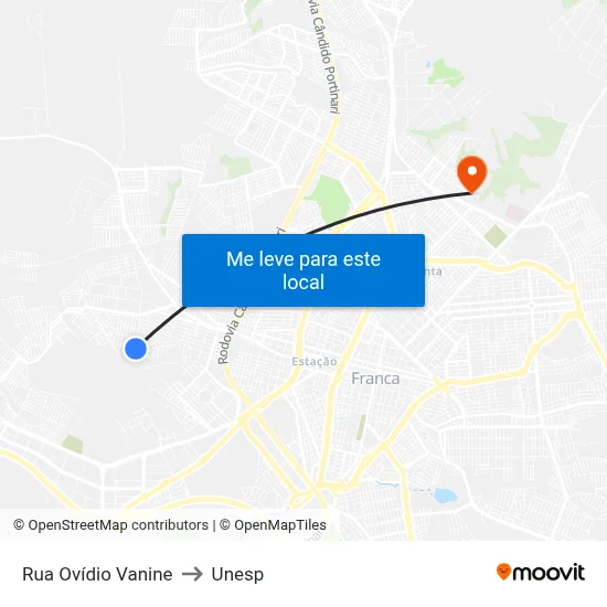 Rua Ovídio Vanine to Unesp map