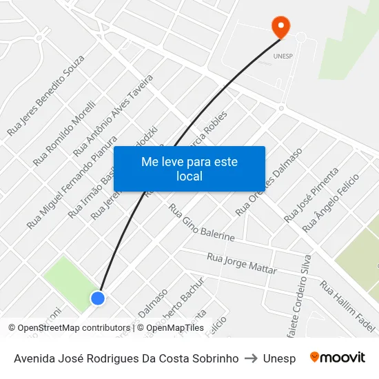 Avenida José Rodrigues Da Costa Sobrinho to Unesp map