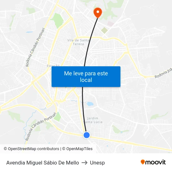 Avendia Miguel Sábio De Mello to Unesp map
