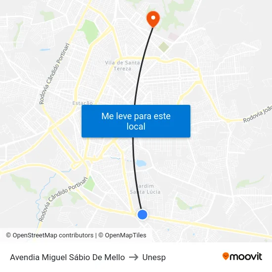 Avendia Miguel Sábio De Mello to Unesp map