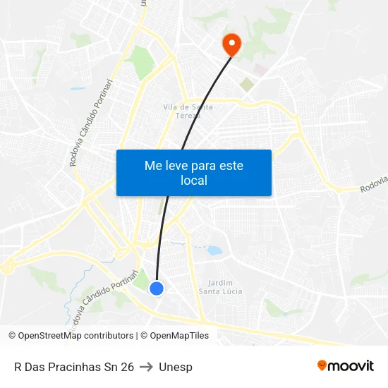 R Das Pracinhas Sn 26 to Unesp map