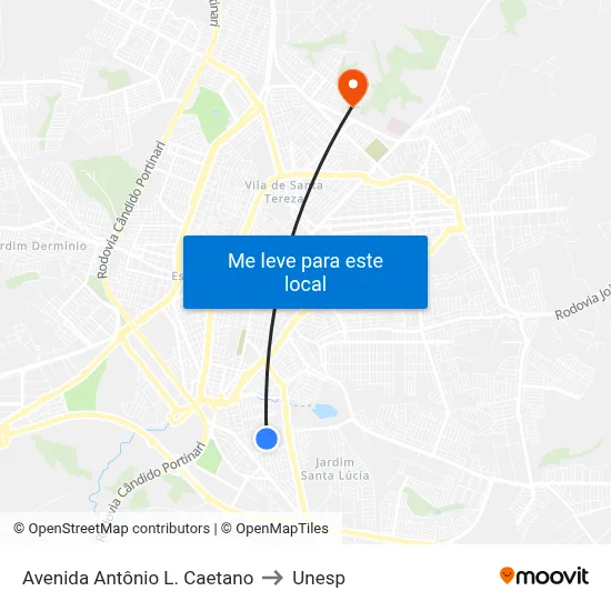 Avenida Antônio L. Caetano to Unesp map