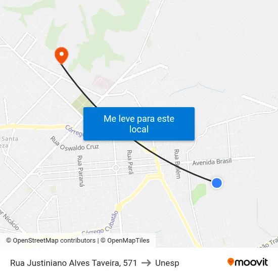 Rua Justiniano Alves Taveira, 571 to Unesp map