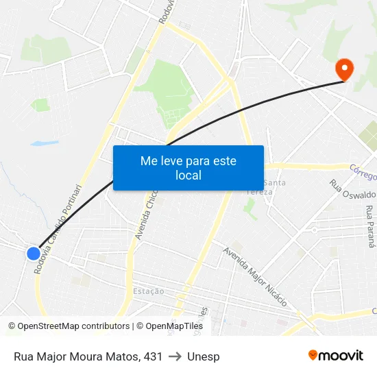 Rua Major Moura Matos, 431 to Unesp map