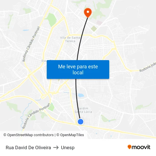 Rua David De Oliveira to Unesp map