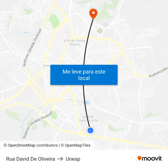 Rua David De Oliveira to Unesp map