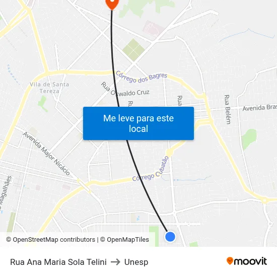 Rua Ana Maria Sola Telini to Unesp map